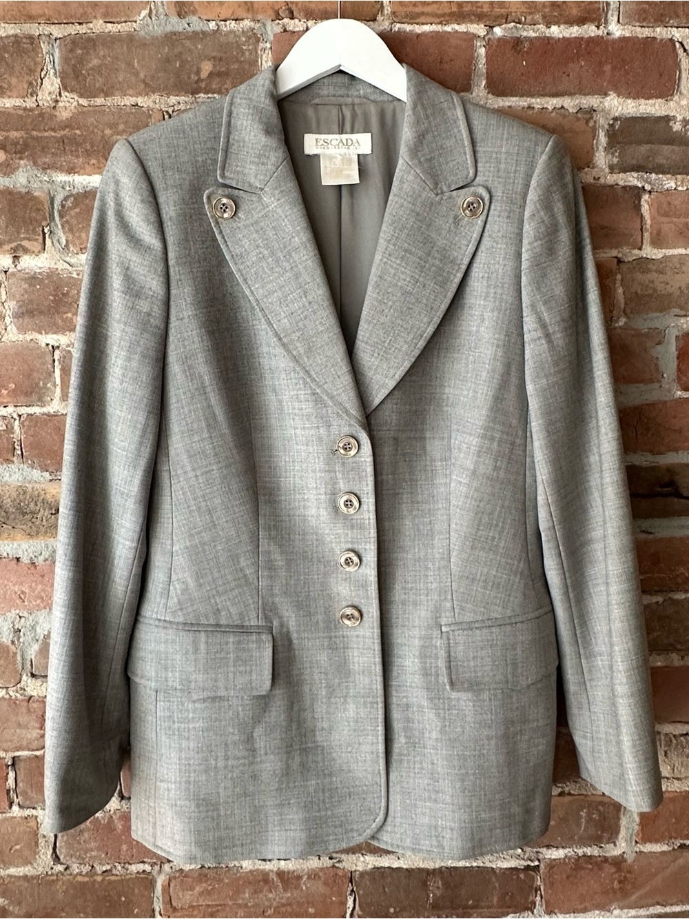 Escada Y2K Vintage Grey Wool Blazer Jacket